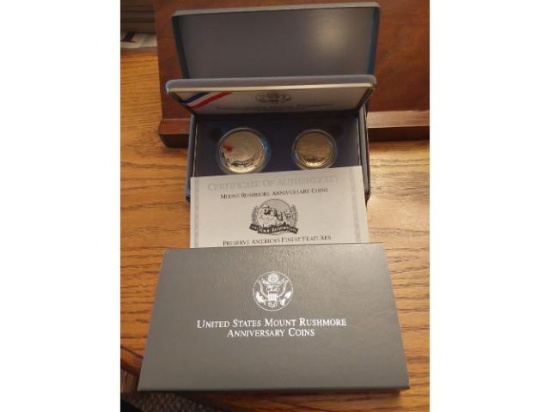 1991 MT. RUSHMORE 2-COIN SET IN HOLDER PF
