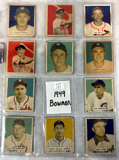 (17) 1949 Bowman Baseball  Many are low grade