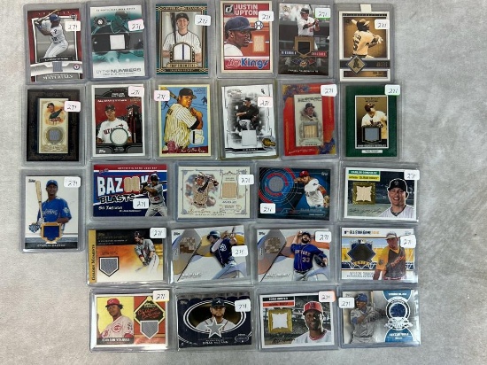 (25) Baseball Memorabilia Cards - Soriano, Beltre, Tulowitzki, Upton, Palmeiro, Baylor