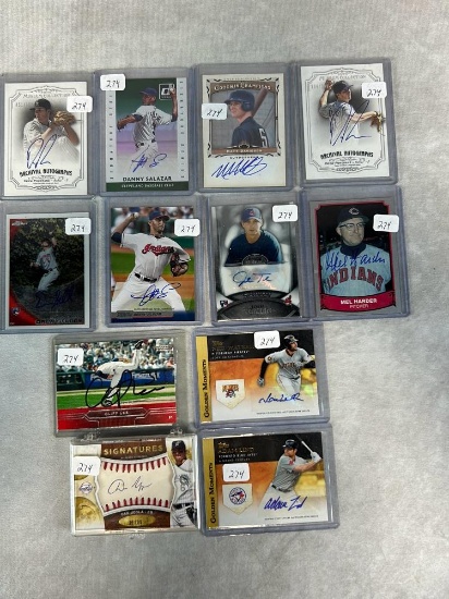 (12) Baseball Autographed Cards - Harder, Lee, Tomlin, Salazar, Uggla