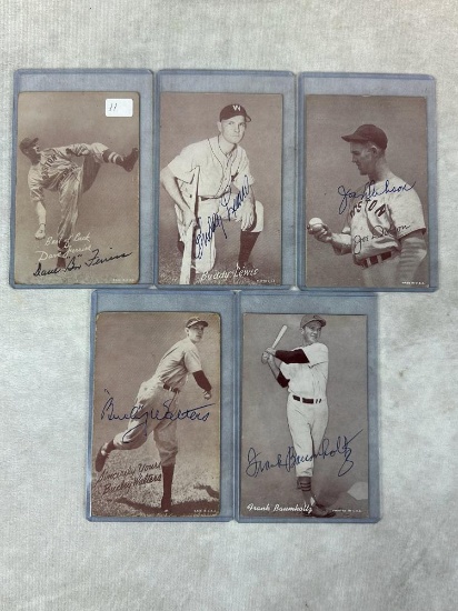 (5) Signed Exhibit Cards - Ferriss, Lewis, Dobson, Baumholtz, and Walters