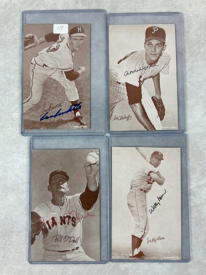 (4) Signed Exhibit Cards - Burdette, Mahaffey, Moon, and O'Dell