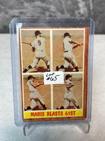 1962 Topps Roger Maris Blasts 61st Card #313