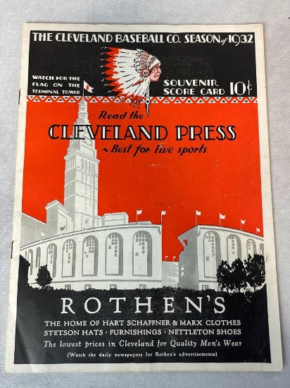 1932 Cleveland Indians Scorecard
