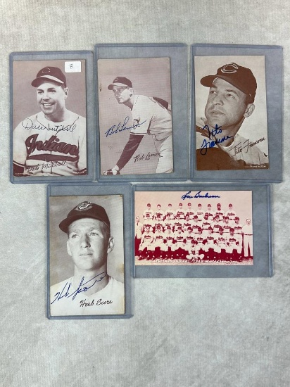 (5) Signed Exhibit Cards - Mitchell, Lemon, Francona, Boudreau and Score