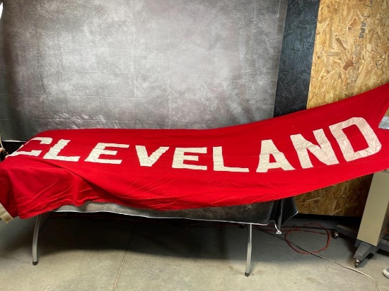 Very RARE 1950's Cleveland Indians 9' 9" Long Stadium Banner