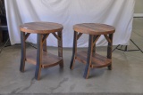 Two barrel-end tables