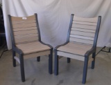 Two poly chairs, brown and black
