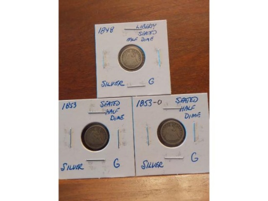 1848,53,53O SEATED HALF DIMES