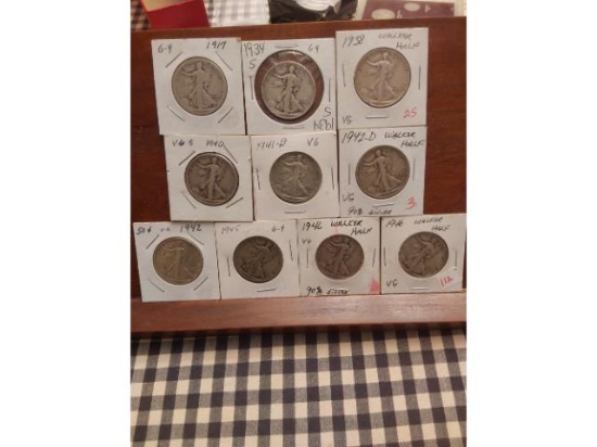 LOT OF 10 WALKING LIBERTY HALVES