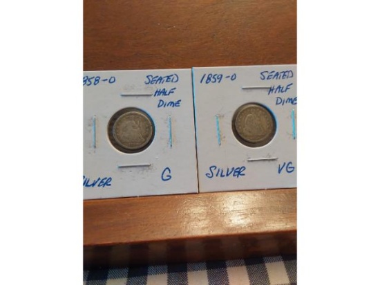 1858O,59O SEATED HALF DIMES G-VG