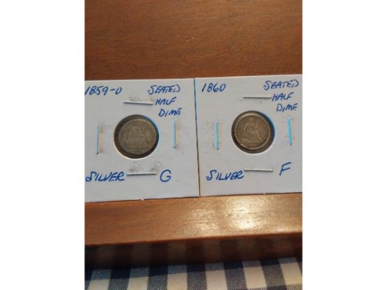 1859O,60 SEATED HALF DIMES G-F