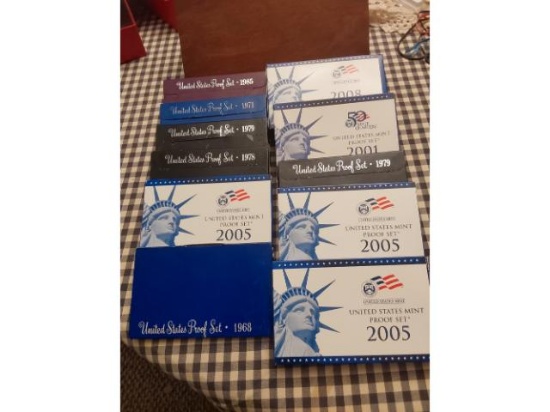 LOT OF 11 U.S. PROOF SETS