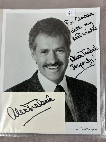 (4) Alex Trebek Signed Photos & Cut
