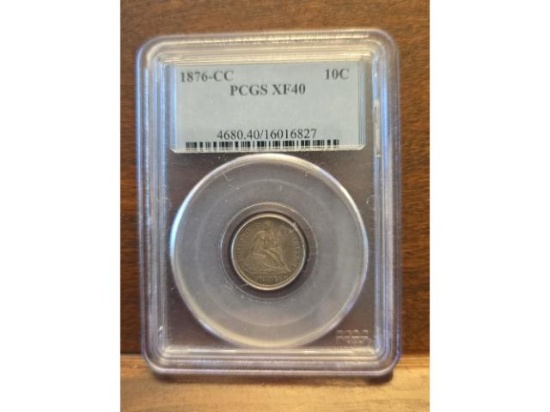 1876CC SEATED DIME PCGS XF40