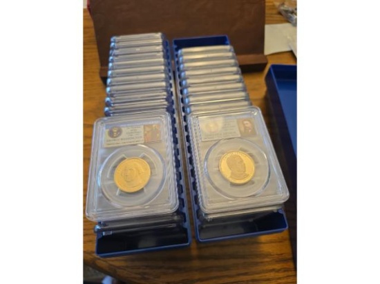 37 PROOF PRESIDENTIAL DOLLARS ALL PCGS PF70 DCAM