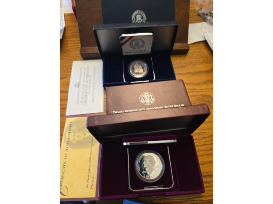 1993 JEFFERSON AND 1992 WHITE HOUSE PROOF COM. SILVER DOLLARS
