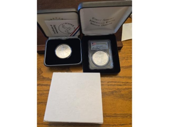 2004 SILVER EAGLE AND 2016 PCGS MS69 SILVER EAGLE