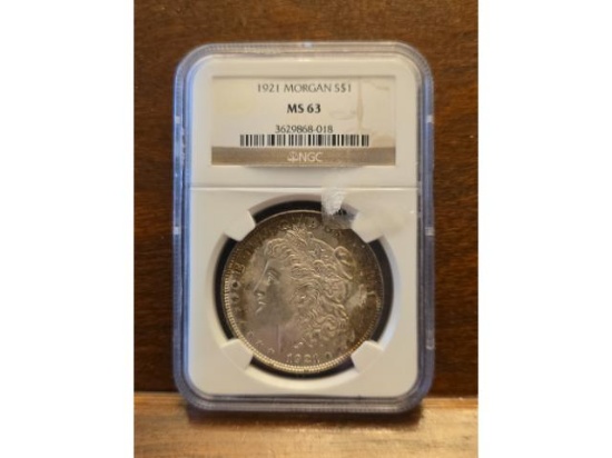 1921 MORGAN DOLLAR NGC MS63