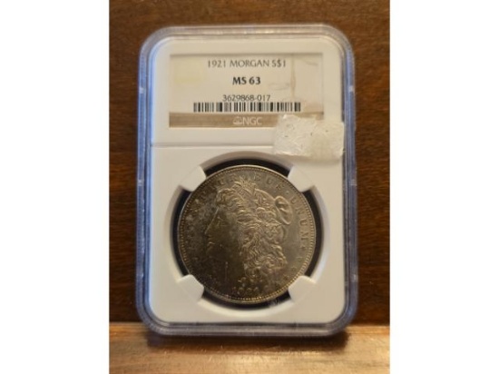 1921 MORGAN DOLLAR NGC MS63