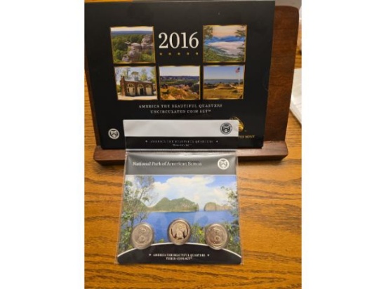2016P&D NATIONAL PARKS QUARTERS SET AND AMERICAN SAMOA 3 COIN SET