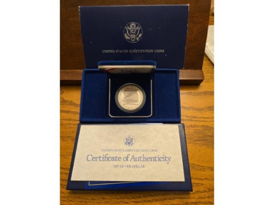 1987 U.S. CONSTITUTION SILVER DOLLAR IN BOX PF