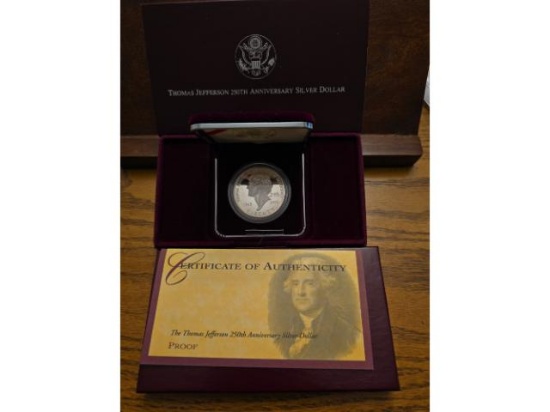 1993 THOMAS JEFFERSON SILVER DOLLAR IN BOX PF