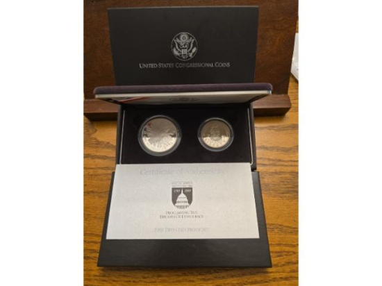 1989 CONGRESSIONAL 2-COIN SET IN BOX PF