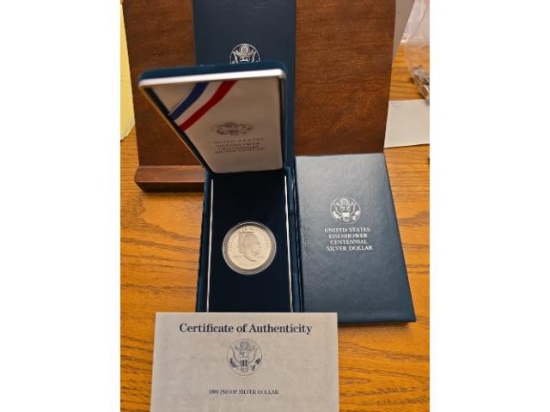 1990 EISENHOWER SILVER DOLLAR IN HOLDER PF