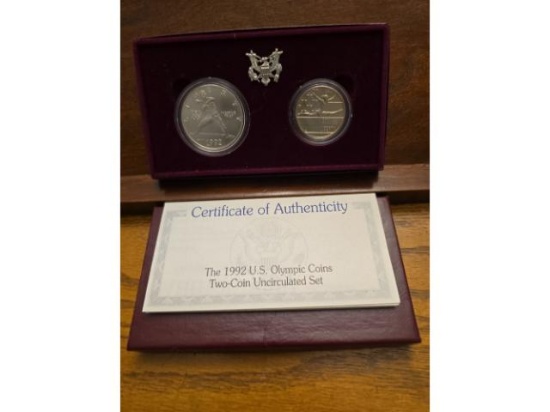 1992 U.S. OLYMPIC 2-COIN SET IN HOLDER BU