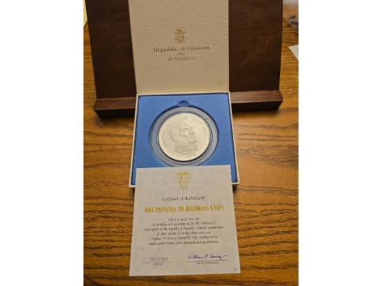 1974 PANAMA 20-BALBOAS IN HOLDER PF