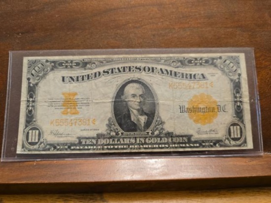 1922 $10. GOLD CERTIFICATE SERIAL # K55547381