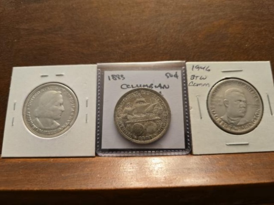 1892,93 COLUMBIAN AND 1946 B.T.W. COM. HALVES