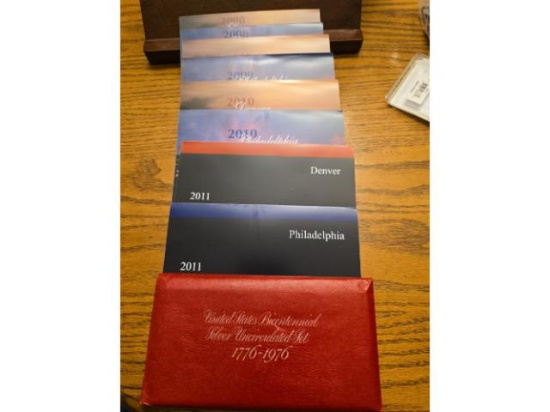 1976 3-PC. SILVER, 2008,09,10,11 U.S. MINT SETS