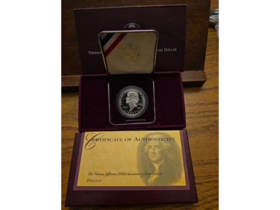 1993 THOMAS JEFFERSON SILVER DOLLAR IN HOLDER PF