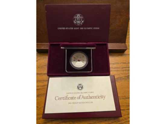 1988 U.S. OLYMPIC SILVER DOLLAR IN HOLDER PF