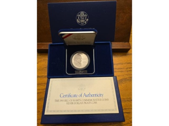 1993 BILL OF RIGHTS SILVER DOLLAR IN HOLDER PF