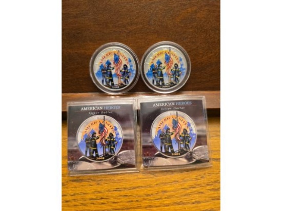 LOT OF 2 AMERICAN HEROES COLORIZED SILVER EAGLES