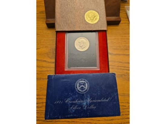1971 PROOF AND BU SILVER IKE DOLLARS
