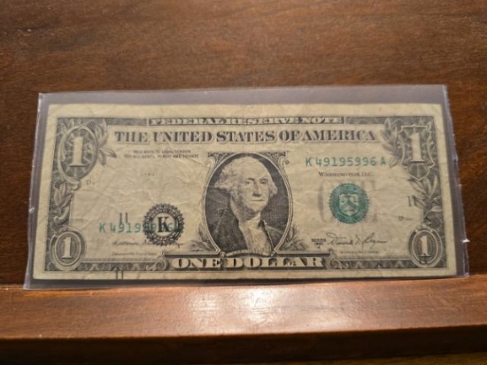 1981A $1. FEDERAL RESERVE ERROR NOTE