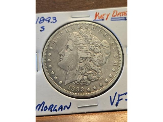 1893S MORGAN DOLLAR KEY DATE VF+
