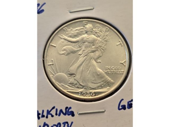 1936 WALKING LIBERTY HALF GEM BU