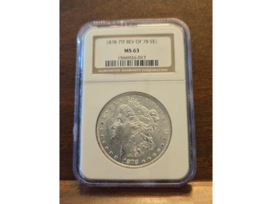1878 7-T.F. REV. OF 78 MORGAN DOLLAR NGC MS63