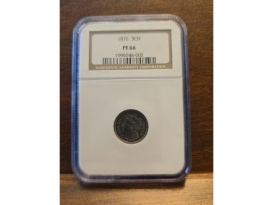 1876 3-CENT NICKEL NGC PF66