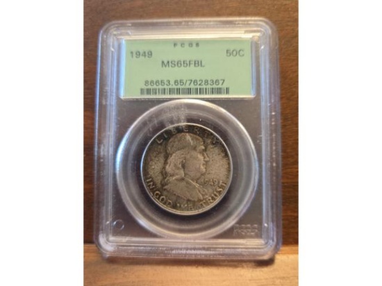 1949 FRANKLIN HALF PCGS MS65 FBL FROM MINT SET