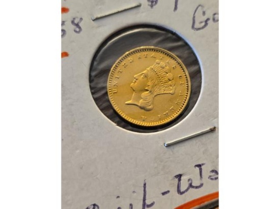 1862 TYPE-3 $1. GOLD PIECE XF CIVIL WAR ERA
