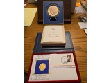 1973 SOLID BRONZE PRESIDENTIAL INAUGURAL MEDAL AND 1982 WASH. COM. HALF IN