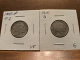 1913 TYPE 1, 1915S BUFFALO NICKELS G-VF
