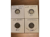 1853,59 3-CENT SILVER, 1865,66 3-CENT NICKELS