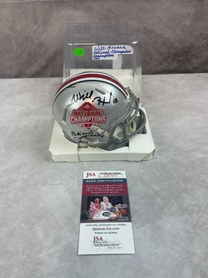 Will Howard National Championship mini helmet, w/inscription JSA
